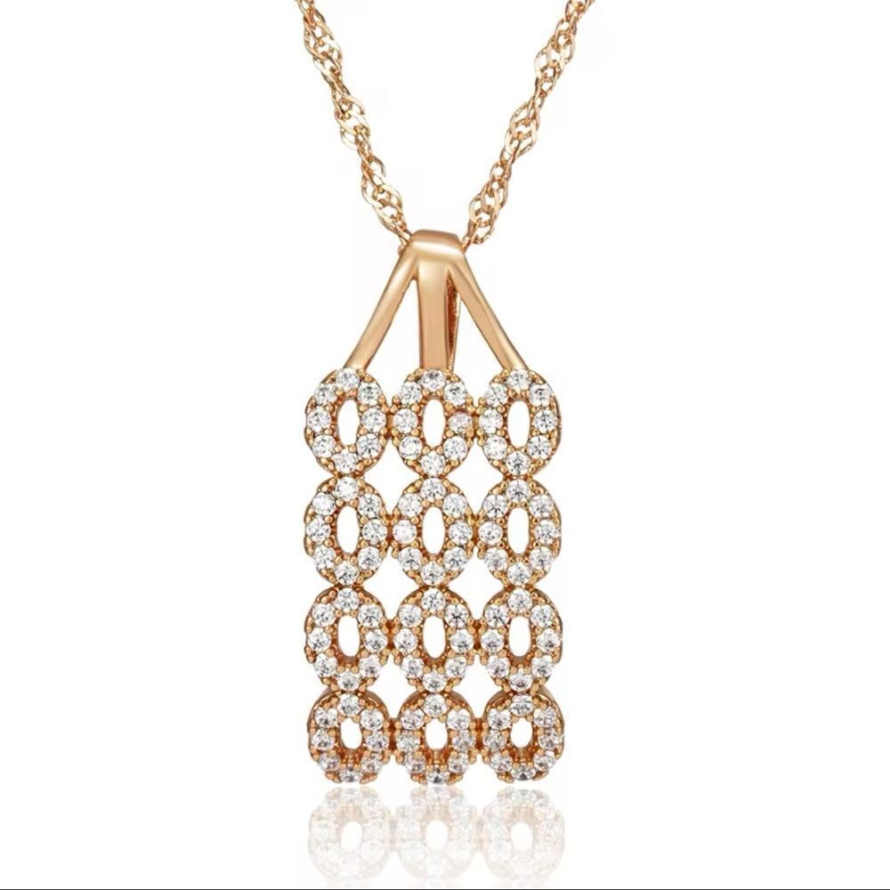 Radiant Elegance: 585 Rose Gold Plated Necklace with Zircon Accents" - Picture 3 of 15